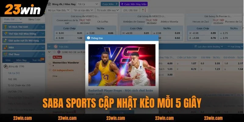 SABA Sports cập nhật kèo mỗi 5 giây